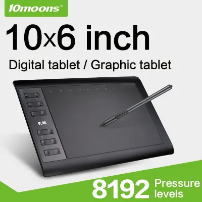 10moons 10x6 Inch Graphic Drawing Tablet 8192 Levels Digital Tablet No need charge Pen
