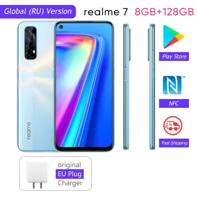 Realme 7 Global Version Smart Phones Unlocked 30W Fast Charge Smartphone 8GB RAM 128GB ROM Helio G95 Mobile Phones Gaming Phone