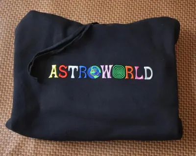 TRAVIS SCOTT Astroworld WISH YOU WERE HERE Embroidered Rainbow Letter Men Women Pullover Hoodies Fashion Hip Hop Sweatshirt