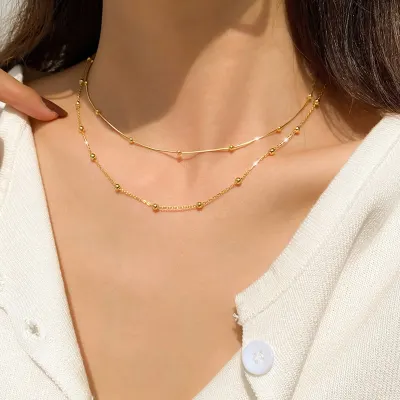 925 Sterling Silver Round Pendants Bead Chain Necklace Snake Chain Choker Shiny Cute Girl Gift Fine Jewelry Wholesale