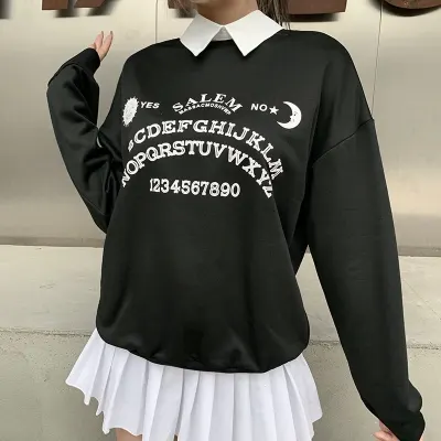 InsGoth Black Grunge Oversized Hoodies Gothic Harajuku Streetwear Chic Letter Print Hoodies Women Autumn Long Sleeve Hoodies
