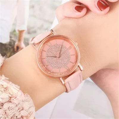 Women Watch Imitation Leather Belt Watch Star Sky Dial Clock Quartz Wrist Watches Ladies Casual Mesh Belt Wristwatch Clock