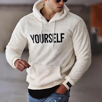 2021Gothic Men Cotton Fleece Hoodies Letter Print Sweatshirt Long Sleeve Wool Top Winter Clothes Male Sweatshirt Street wear