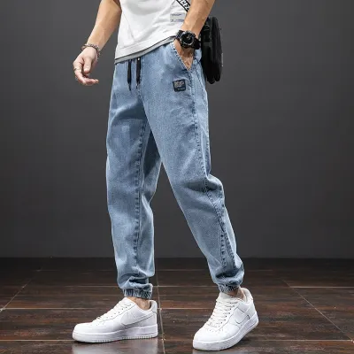 Spring Summer Black Blue Cargo Jeans Men Street wear Denim Jogger Pants Men Baggy Harem Jean Trousers Plus Size 6XL 7XL 8XL