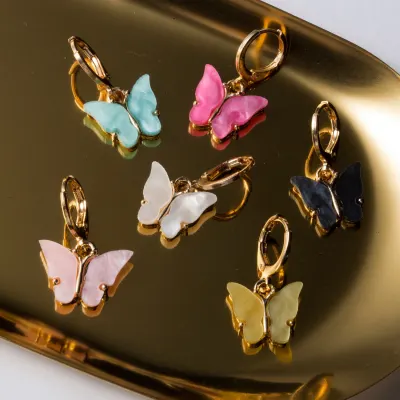 New Fashion Design Butterfly Jewelry Colorful Acrylic Butterfly Stud Earrings for Women 2020 Bohemia Small Cute Earring Jewelry