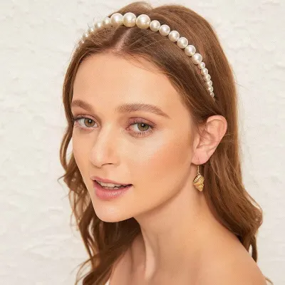 New Women Elegant Full Pearls Simple Hairbands Sweet Headband Hair Hoops Holder Ornament Head Band Lady Fashion Hair Accessories