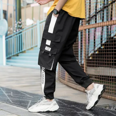 Men side pocket overalls black casual jogging pants spring and summer men pants trousers men fashion casual street pants