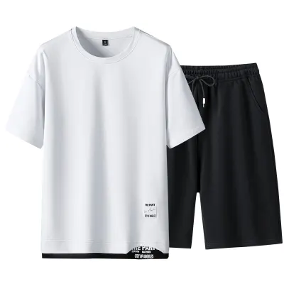 Casual Men's Sportswear Clothing Summer Men Suit Fashion Fitness Sports suit Short Sleeve T Shirt Shorts 2 PCS Tracksuit Male Set