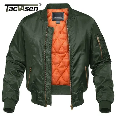 TACVASEN Winter Military Jacket Outwear Mens Cotton Padded Pilot Army Bomber Jacket Coat Casual Baseball Jackets Varsity Jackets