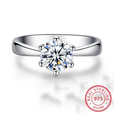 90% OFF Luxury Female Small Lab Diamond Ring Real 925 Sterling Silver Engagement Ring Solitaire Wedding Rings For Women