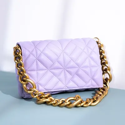 Branded Womens Shoulder Bags Thick Chain Quilted Shoulder Purses And Handbag Women Clutch Bags Ladies Hand Bag
