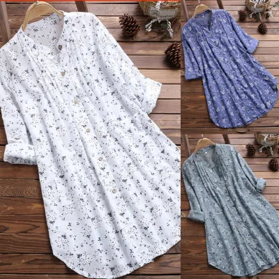 Women Loose Long Sleeve Tunic Tops Casual Blouses Plus Size M 3XL Shirt Summer Elegant Blouse Streetwear Fashion New