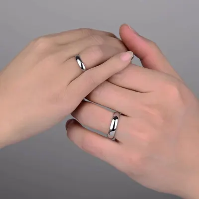 Letdiffery Simple 2 4 6 8mm Stainless Steel Wedding Rings Golden Smooth Women Men Couple Ring Fashion Jewelry