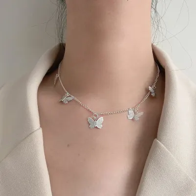 Bohemian Cute Butterfly Choker Necklace For Women Gold Silver Color Clavicle Chain 2020 Fashion Female Chic Chocker Jewelry