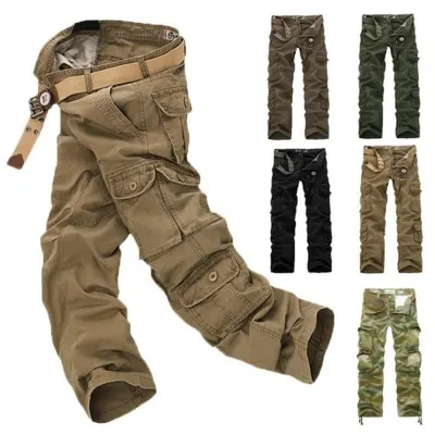 Mens Military Army Cargo Pants Camo Combat Tactical Work Outdoor Trousers New