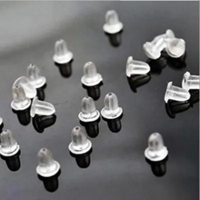 100pcs lot Clear Soft Silicone Rubber Earring Backs Safety Bullet Stopper Rubber Jewelry Accessories DIY Parts Ear Plugging