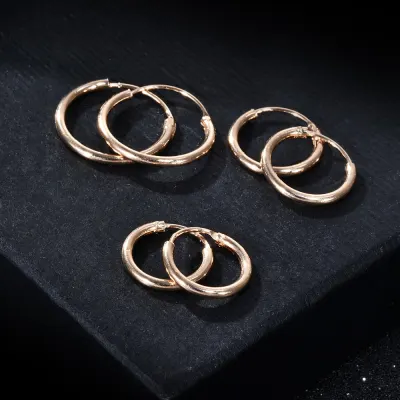 3 Pair Set Classic Fashion Women Girl Simple Sliver Gold Color Round Circle Small Ear Stud Earring Punk Hip-hop Earrings Jewelry