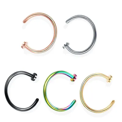1Pc Stainless Steel Fake Nose Ring Hoop Septum Rings C Clip Lip Ring Earring for Women Fake Piercing Body Jewelry Non Pierced