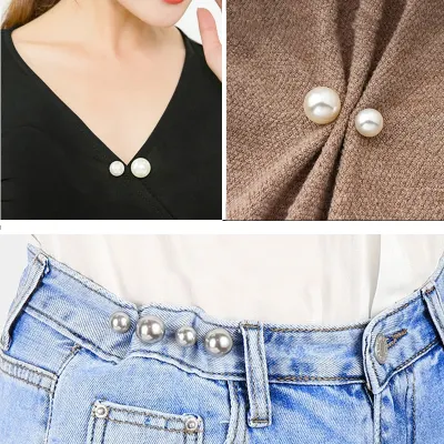 2 Pcs set Simple Double Pearl Brooch Sweater Collar Needle Safety Brooch Pins Clothing Accessories Brooches for Women