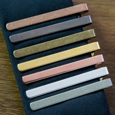 New Simple Fashion Style Tie Clip for Men Metal Gold Tone Simple Bar Clasp Practical Necktie Clasp Tie Pin for Mens Gift