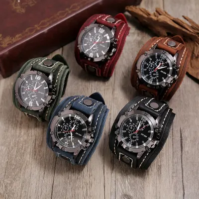 essingshow Men Watch Luxury Wristwatch Quartz Wristwatches Fashion Blue Glass Punk Style Mens Watches Relogio Masculino