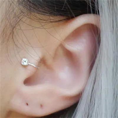 Top Quality 4 6MM AAA Cezch Zircon Chic Filled Tragus Earring For Women Non Piercing Clip Earing Ear Cuff 2021 Also Be Nose Ring