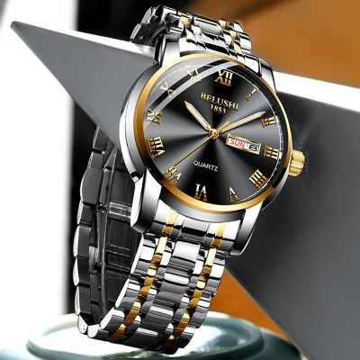 BELUSHI Top Brand Watch Men Stainless Steel Business Date Clock Waterproof Luminous Watches Men's Luxury Sport Quartz Wrist Watch