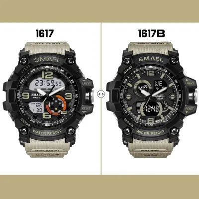 SMAEL Men Military Watch 50m Waterproof Wristwatch LED Quartz Clock Male relogios masculino 1617 Digital Sports Watches Men's