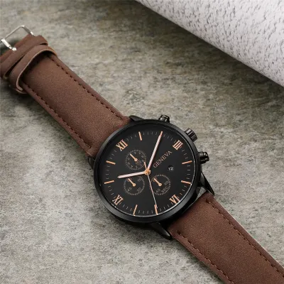 2021 Relogio Masculino Watches Men Fashion Sport Stainless Steel Case Leather Strap Watch Quartz Business Wristwatch Reloj Hombr