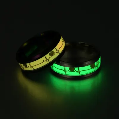 Luminous ECG Ring Stainless Steel Promise Heartbeat Glowing Jewelry for Men Women