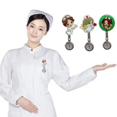 Lovely Super Cute Cartoon Girl Pattern Light Luminous Needle Quartz Movement Nurse Pattern Pocket Watch Good Gift