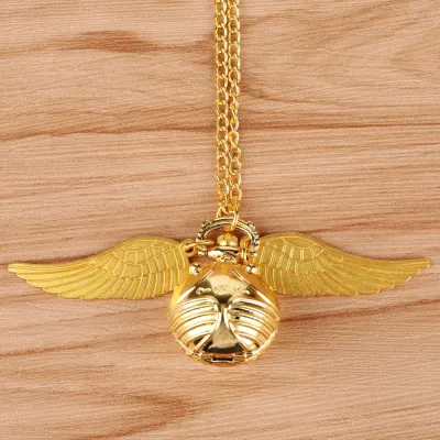 Luxury Golden Watch Ball Sweater Pendant Quartz Pocket Watch Necklace Lovely Cute Fob Pocket Chain Clock for Boys Girls Kids