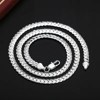 hot sale 925 Sterling Silver 5mm Fine Sideways Necklace 20Inch 50cm Chain For Woman Men Fashion Wedding Engagement Jewelry