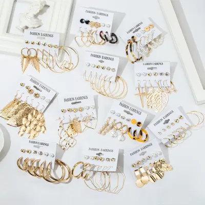 New Women's Earrings Set Tassel Pearl Acrylic Earrings For Women Bohemian Fashion Jewelry 2020 Geometric kolczyki Hoop Earings