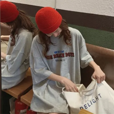 Casual Loose Fashion Basic Letter Printed All Match Oversize College Wind Street Hot Sale Women Female Short Sleeve Top T shirts