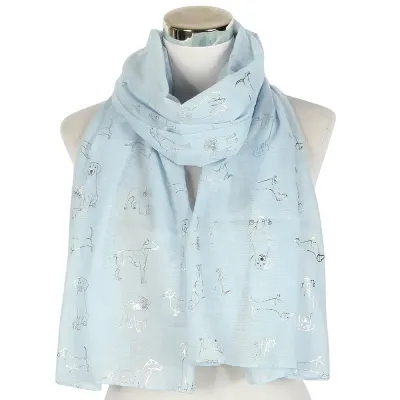 New Cute Silver Foil Dog Print Scarf Shawls Long Warm Animal Soft Wrap Scarves Hijab 4 Color Free Shipping