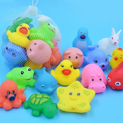 10 Pcs set Baby Cute Animals Bath Toy Swimming Water Toys Soft Rubber Float Squeeze Sound Kids Wash Play Funny Gift
