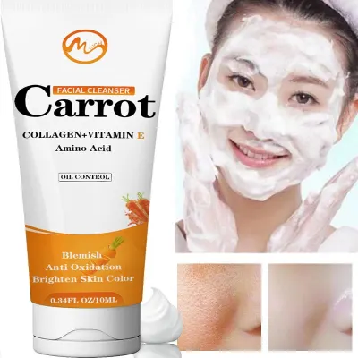 Minch Amino Acid Foam Facial Cleanser Black Head Remove Oil Control Carrot Blemish Facial Cleanser Deep Cleansing Shrink Pores