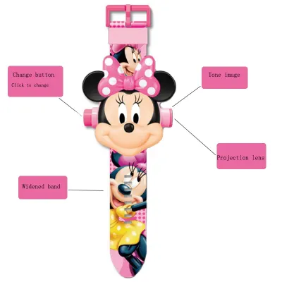 Disney Mickey Minnie Children's Watches The 3D Projection Cartoon Spiderman Hulk Princess Digital Kids Toy Watch birthday gifts