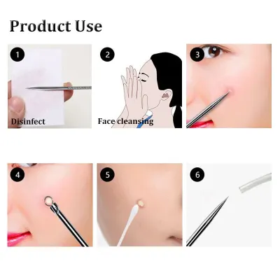 Stainless Steel Acne Removal Needles Pimple Blackhead Remover Tools Spoon Needles Facial Pore Cleaner Face Skin Care Tools 4pcs