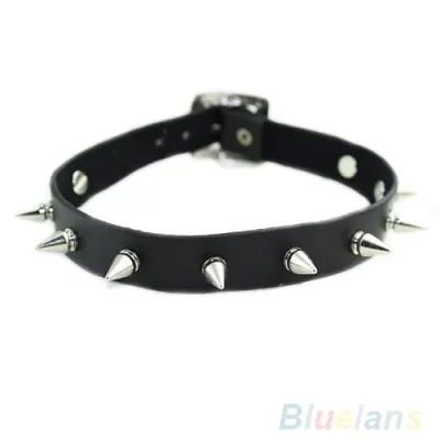 Gothic Men Women Unisex Faux Leather Spike Rivet Choker Punk Necklace Jewelry