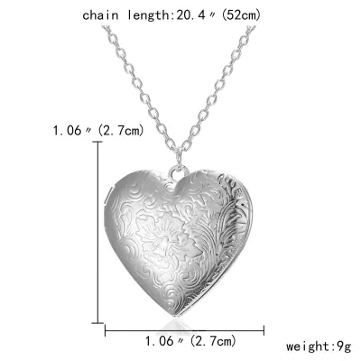 Unique Carved Design Heart shaped Photo Frame Pendant Necklace Charm Openable Locket Necklaces Women Men Memorial Jewelry