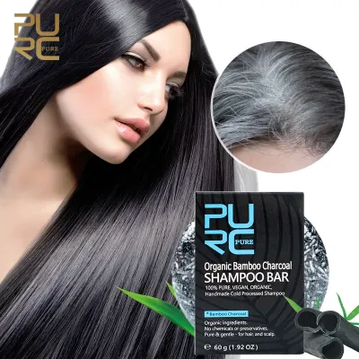 Gray White Hair Color Dye Treatment Bamboo Charcoal Clean Detox Soap Bar Black Hair Shampoo Shiny Hair Scalp Treatment