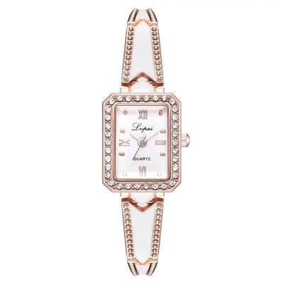 Lvpai Brand Luxury Rhinestone Rectangle Watches Women Quartz Bracelet Watches Ladies DressRose Gold Clock relogios kol saati