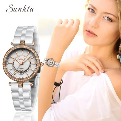 Reloj De Dama SUNKTA Quartz Women Watches Ceramics Watches Women Top Luxury Brand Ladies Boutique Bracelet Watch Female clock