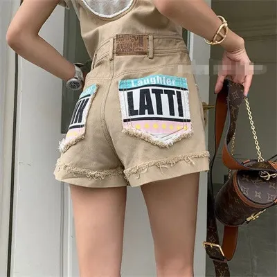 New Fashion Strap Cargo Pants Women High Waist Wide Legs Jean Shorts Women Summer Thin Loose Woman Jeans Short Jeans Women Pants