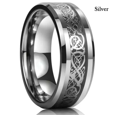 FDLK 8 Colors 8mm Men Ring I Red Green Black Carbon Fiber Ring Wedding Band Jewelry