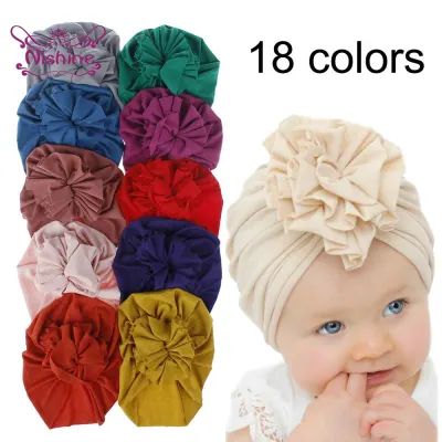 Nishine New Cute Flower Baby Girls Turban Hats Fashion Kids Bonnet Caps Children Photo Props Headwear Birthday Party Gifts