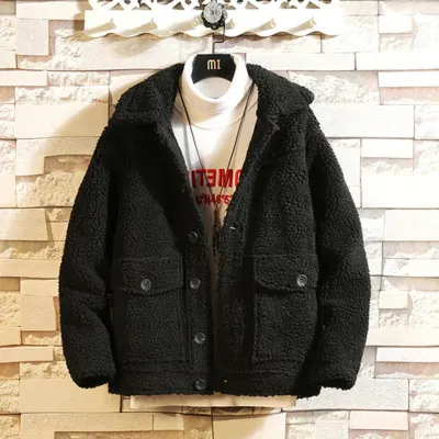 Casual Men Winter Long Sleeve Pockets Fleece Warm Hooded Loose Plus Size Coat Men Clothes Fashionable Men Winter Male Jacket