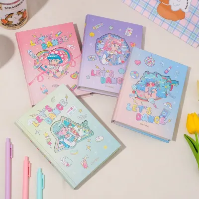 New A6 Color Paper Notebook For Girls Daily Planner Diary Korea Style Hard Cover Journal Notepad Agenda Sationary